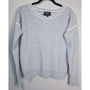 Banana Republic Filpucci Italian Yarn Sweater Gray White Trim Size M